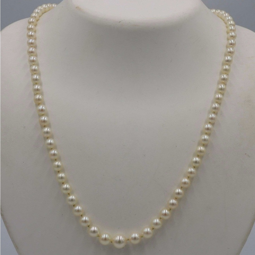 14k Solid White Gold Clasp 4mm to 8mm Genuine Cultured Pearl Necklace 21"
